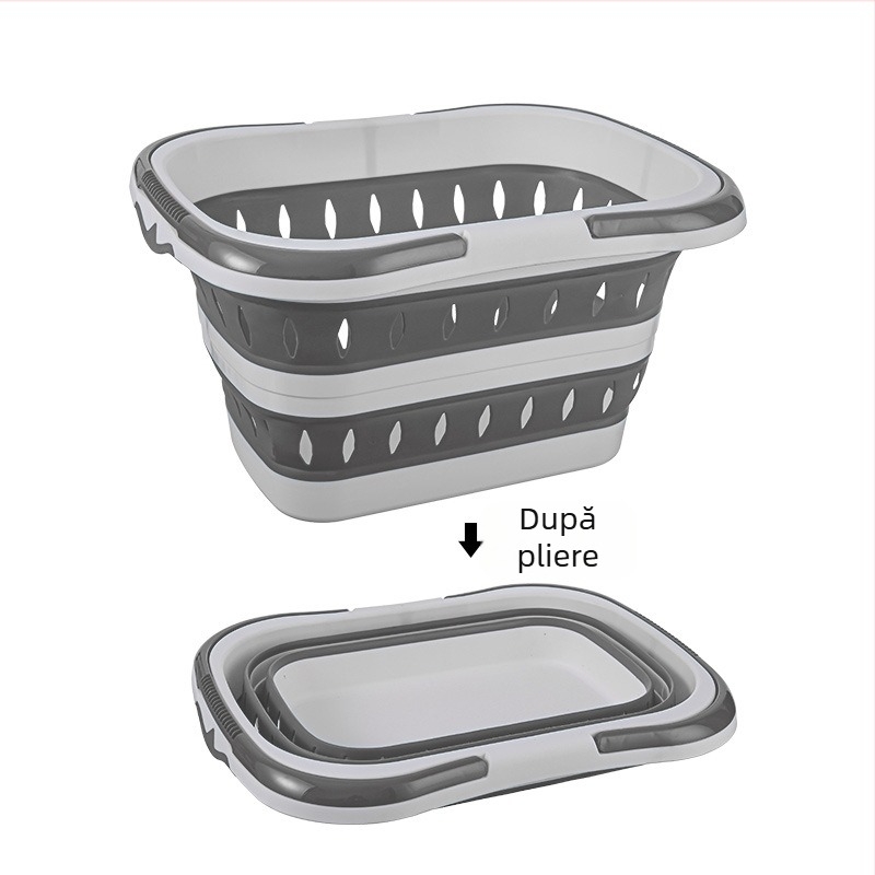 Coș de rufe pliabil, coș de depozitare pentru haine de uz casnic, montat pe perete, coș de rufe pentru baie, coș de rufe din plastic, albastru, mare