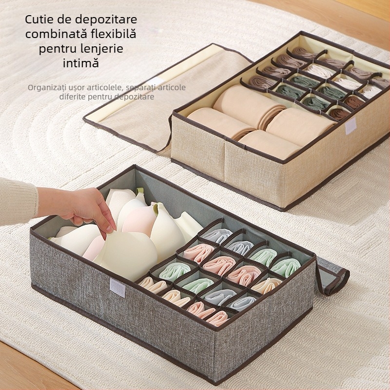 Cutie de depozitare pentru lenjerie intimă Ch, organizator pliabil cu sertar pentru dormitor, cu capac, instrument magic pentru depozitarea sutienelor și șosetelor