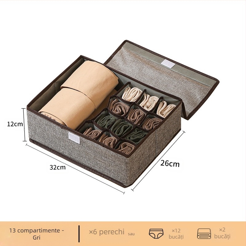 Cutie de depozitare pentru lenjerie intimă Ch, organizator pliabil cu sertar pentru dormitor, cu capac, instrument magic pentru depozitarea sutienelor și șosetelor