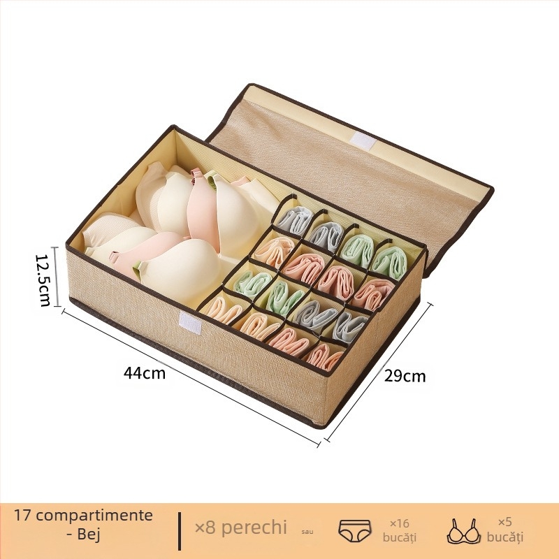 Cutie de depozitare pentru lenjerie intimă Ch, organizator pliabil cu sertar pentru dormitor, cu capac, instrument magic pentru depozitarea sutienelor și șosetelor