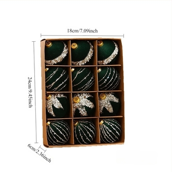 Set de bile decorative de Crăciun transfrontaliere de înaltă calitate, 12 buc, ornamente de Crăciun cu bile incrustate cu diamante, pandantiv, en-gros