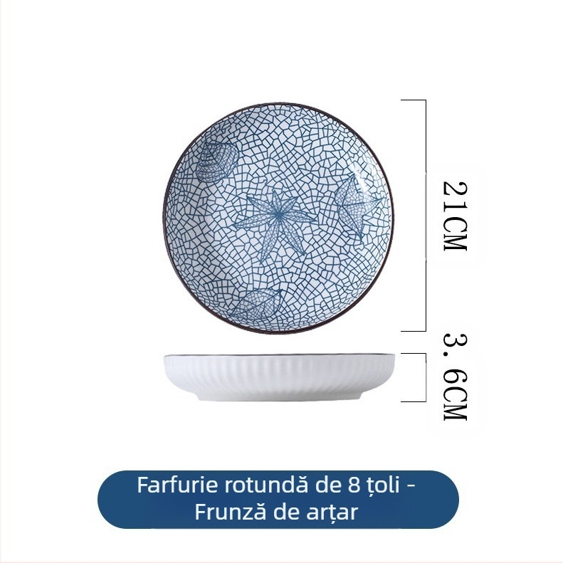 Stil japonez model vertical 8 inch adâncime disc uz casnic sufragerie farfurie ceramică tacâmuri simplu modern living room salată de fructe farfurie