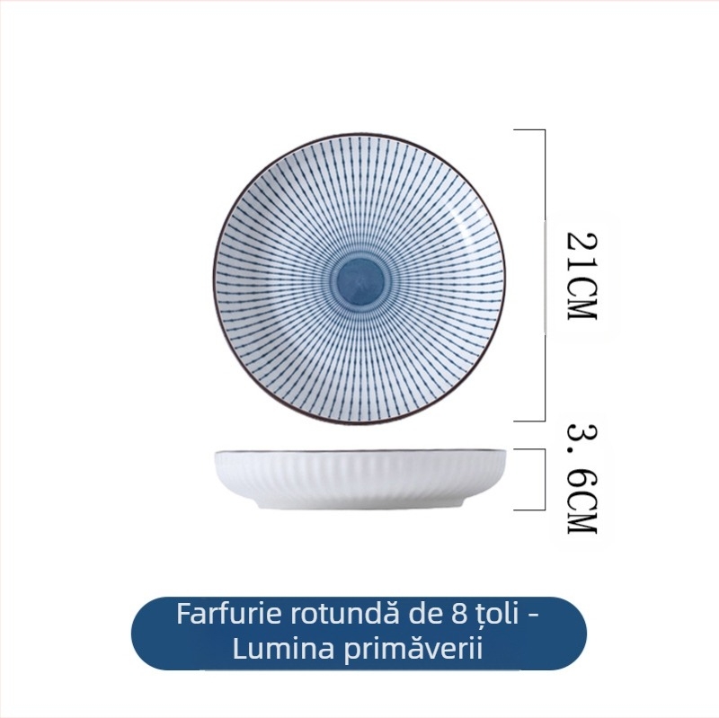 Stil japonez model vertical 8 inch adâncime disc uz casnic sufragerie farfurie ceramică tacâmuri simplu modern living room salată de fructe farfurie