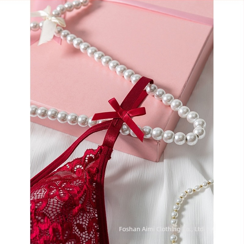 Lenjerie intimă sexy de vară pentru femei, cu plasă, rochie de noapte din dantelă roșie, brodată, pijama sexy, Sling 24015