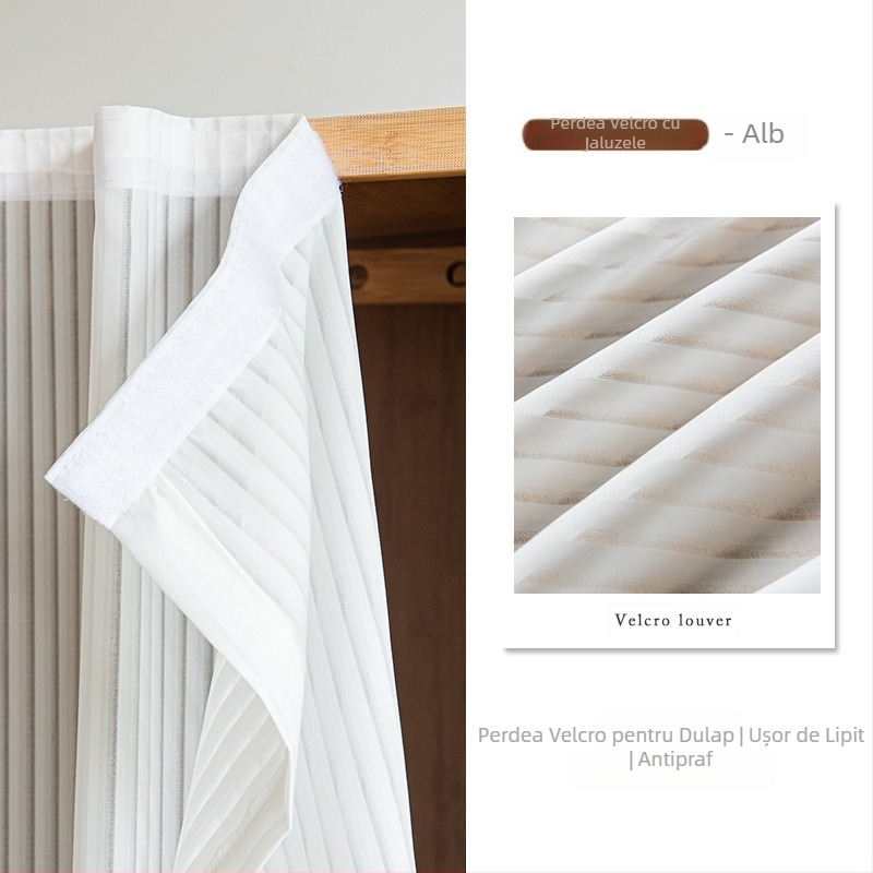 Perdea de dulap cu velcro pentru uși de dulap, dulap antipraf, husă pentru dezordine, perdea de raft, perdea de ușă, perdea transparentă