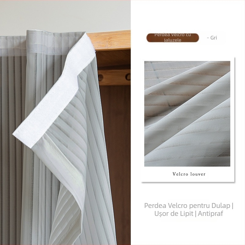 Perdea de dulap cu velcro pentru uși de dulap, dulap antipraf, husă pentru dezordine, perdea de raft, perdea de ușă, perdea transparentă
