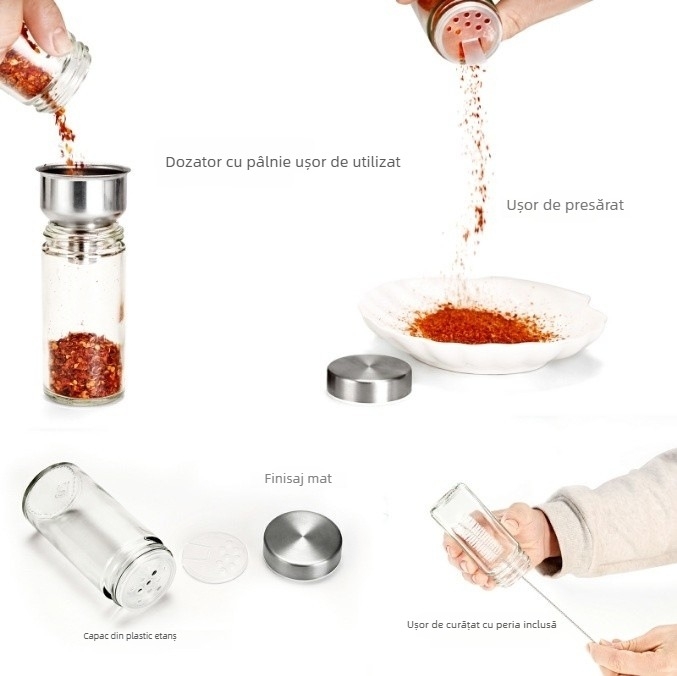 Rezervor de condimente rotativ din oțel inoxidabil transfrontalier, costum de rezervor de condimente multi-grilă, rezervor de depozitare a condimentelor de bucătărie, sigilat pentru păstrarea prospețimii