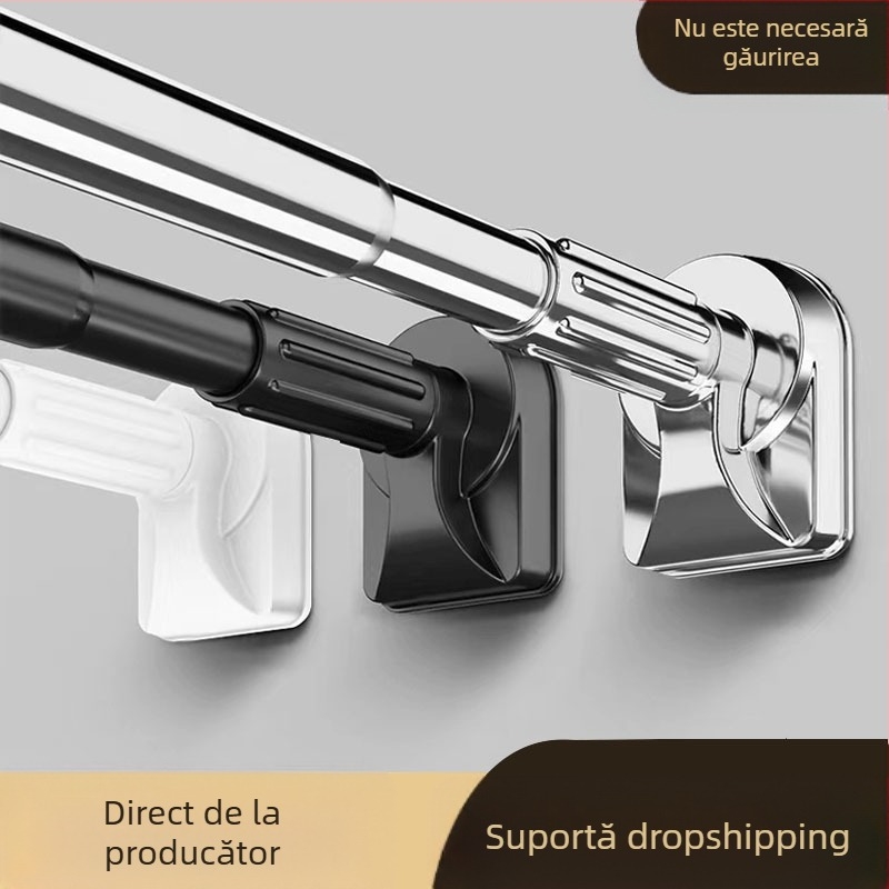Tijă telescopică pentru perdea de duș, fără găuri, pentru uscare haine, din oțel inoxidabil, tijă de duș rece, tijă de toaletă, tijă de contractare, tijă de perdea, raft de uscare