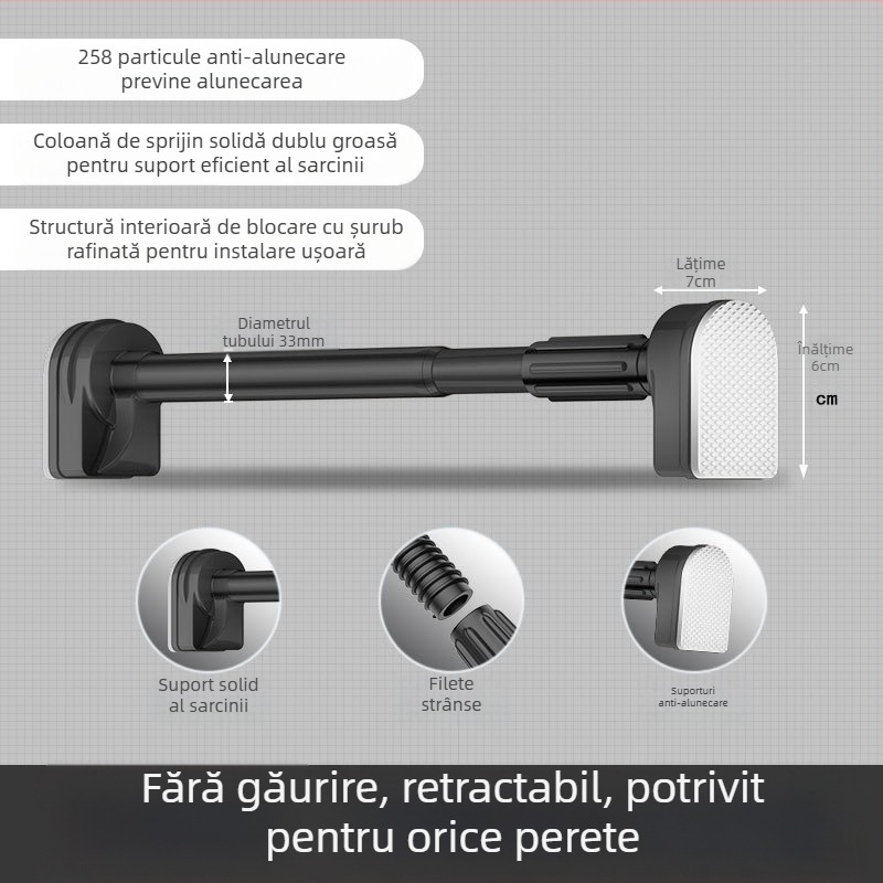 Tijă telescopică pentru perdea de duș, fără găuri, pentru uscare haine, din oțel inoxidabil, tijă de duș rece, tijă de toaletă, tijă de contractare, tijă de perdea, raft de uscare