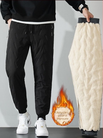 Pantaloni groși cu căptușeală din fleece, pantaloni casual pentru bărbați, pantaloni pentru cupluri din bumbac impermeabil, pantaloni groși și călduroși