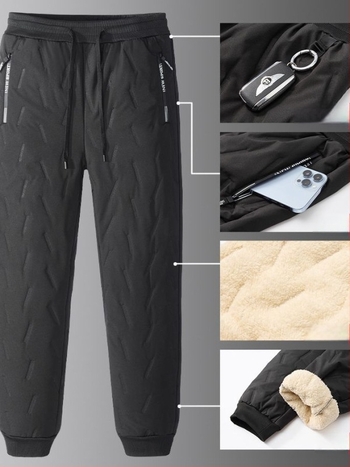 Pantaloni groși cu căptușeală din fleece, pantaloni casual pentru bărbați, pantaloni pentru cupluri din bumbac impermeabil, pantaloni groși și călduroși