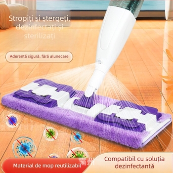Mop de curățare cu apă pulverizată, mop plat, un mop uscat și umed, cu dublă utilizare, mop dezinfectant rotativ care absoarbe apa