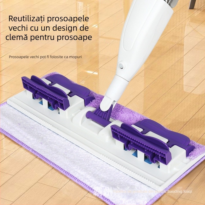 Mop de curățare cu apă pulverizată, mop plat, un mop uscat și umed, cu dublă utilizare, mop dezinfectant rotativ care absoarbe apa