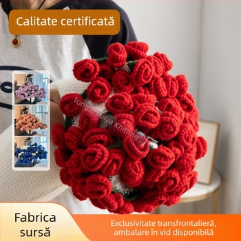 Pătură cu buchet de trandafiri finisată, pătură pentru somn, cadou de Ziua Îndrăgostiților pentru prietenă, pătură cu 99 de flori, pătură cu trandafiri