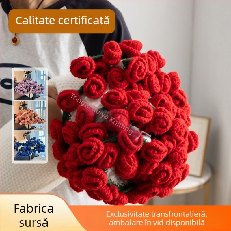 Pătură cu buchet de trandafiri finisată, pătură pentru somn, cadou de Ziua Îndrăgostiților pentru prietenă, pătură cu 99 de flori, pătură cu trandafiri