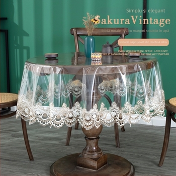 Față de masă din dantelă din PVC moale pentru birou, impermeabilă și rezistentă la ulei, masă de ceai de unică folosință, transparentă, covoraș anti-opărire, placă de cristal, masă de luat masa, covoraș