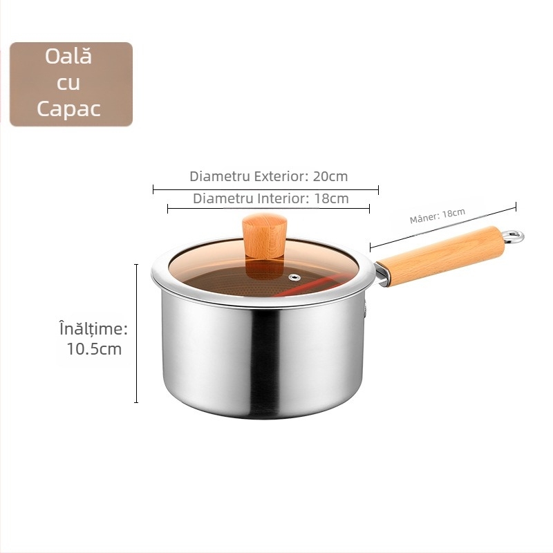 Oală de prăjit din oțel inoxidabil, oală mică de uz casnic cu strecurătoare, oală de prăjit pe gaz, oală de prăjit din oțel inoxidabil 304, economisire de combustibil