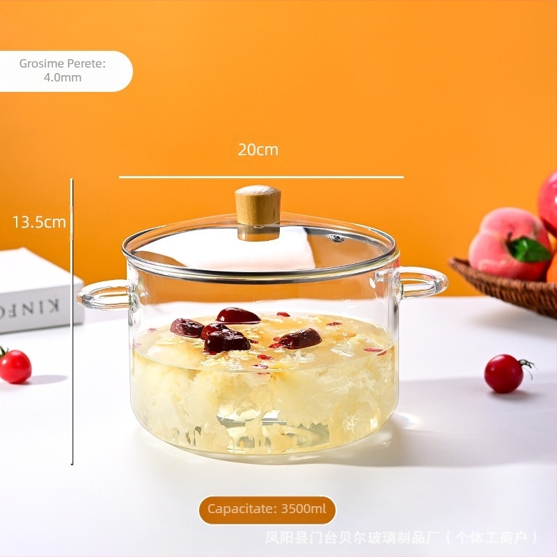 Oală din sticlă borosilicată înaltă, rezistentă la temperaturi ridicate, cu flacără deschisă, oală mică pentru lapte, transparentă, cu abur, aragaz electric ceramic, oală specială pentru vin roșu, extra mare