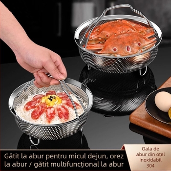 304 Oțel inoxidabil Steamer Rice Cooker Impermeabil Thickened Steamer Legume la abur Chifle la abur cu mâner Rack de abur Grătar de abur Grile de abur