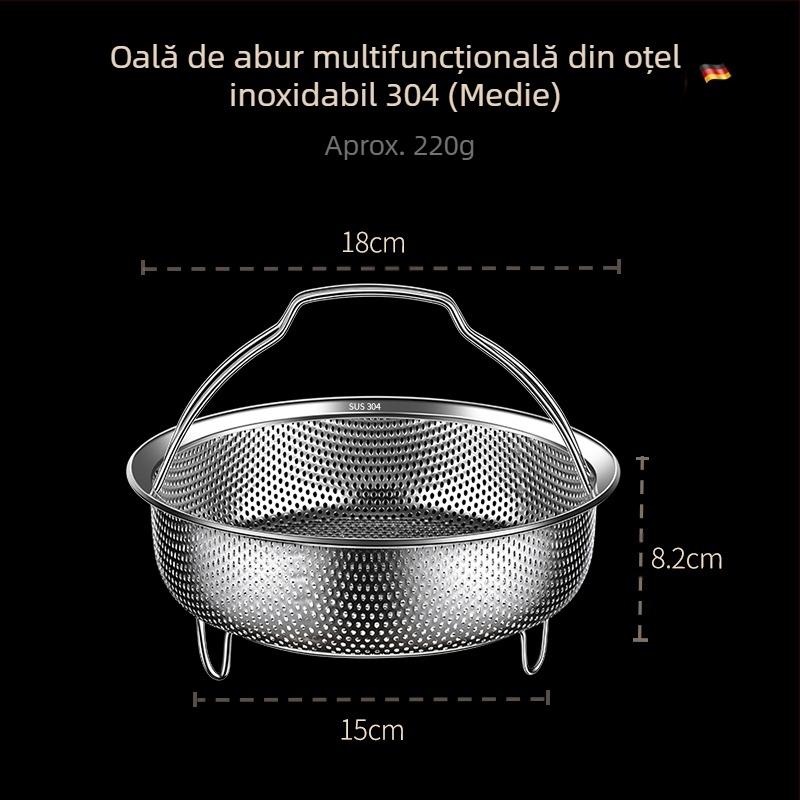 304 Oțel inoxidabil Steamer Rice Cooker Impermeabil Thickened Steamer Legume la abur Chifle la abur cu mâner Rack de abur Grătar de abur Grile de abur