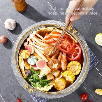 Oală japoneză Shouxi din oțel cu trei straturi, oală coreeană cu fund plat, oală agățată, oală din oțel inoxidabil, oală pentru fructe de mare, oală uscată