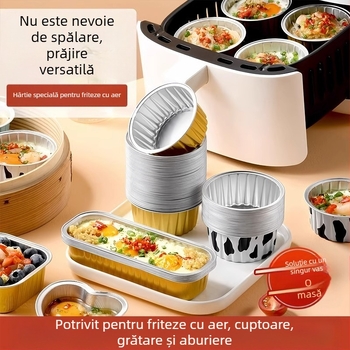 Friteuză cu aer, folie de aluminiu, bol, cuptor de uz casnic repetabil, tort, budincă, copt, mucegai, cutie mică din folie de aluminiu, tavă pentru ceașcă
