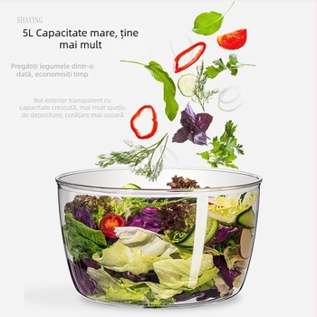 Deshidratator de legume cu presare, centrifugare și deshidrator pentru salate de uz casnic, coș de scurgere rotativ multifuncțional de mare capacitate, bazin pentru legume