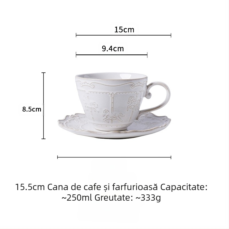 Ceașcă de cafea ceramică cu farfurie, stil francez, cu schimbarea cuptorului, carusel, ceașcă de ceai de după-amiază și farfurie, cană cu ceașcă de flori