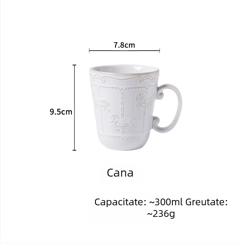 Ceașcă de cafea ceramică cu farfurie, stil francez, cu schimbarea cuptorului, carusel, ceașcă de ceai de după-amiază și farfurie, cană cu ceașcă de flori