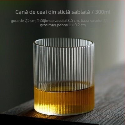 Cană de sticlă cu model vertical personalizat, stil Ins, sticlă borosilicată de înaltă calitate, cană de apă transparentă, cană de ceai, cană de vin creativă