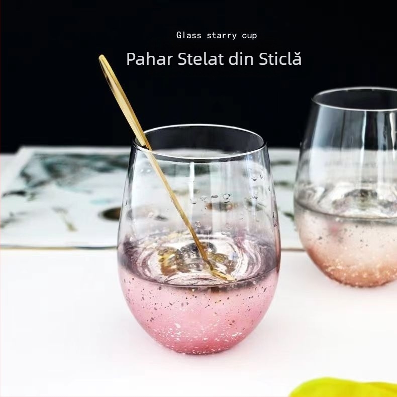 Sticlă gradientă Starry Sky Ins Popular Creative în formă de ou electrolizat cupă de apă pahar de vin suc lapte cupă burtă mare cupă