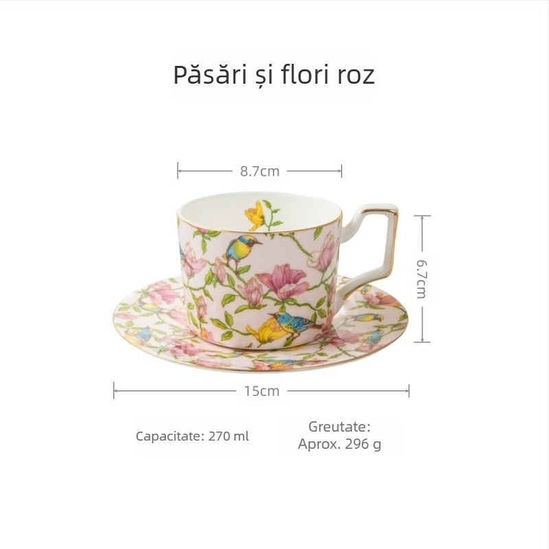 Set de ceașcă de cafea și farfurie din ceramică cu ramă aurie, en-gros, din porțelan os, simplă și creativă, pentru acasă, ceașcă de ceai de după-amiază, suvenir pentru Festivalul de la mijlocul toamnei