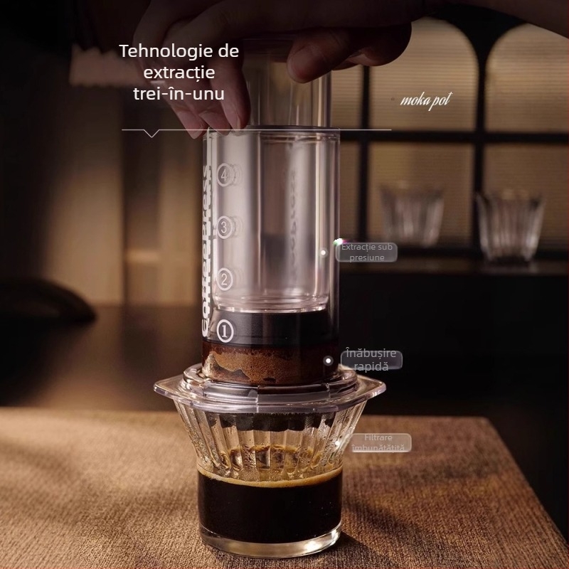 Iubește presiunea presiunii, o cafetieră transparentă portabilă în aer liber, cu oală de presiune manuală, aparat de cafea, oală de cafea manuală, oală de presiune partajată, muzică