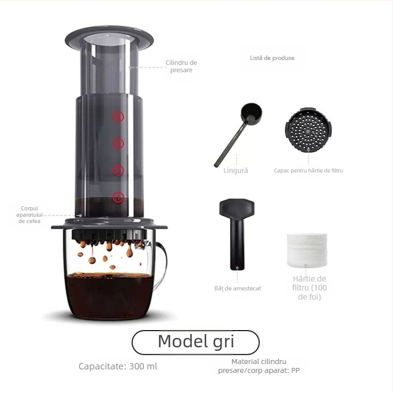 Iubește presiunea presiunii, o cafetieră transparentă portabilă în aer liber, cu oală de presiune manuală, aparat de cafea, oală de cafea manuală, oală de presiune partajată, muzică