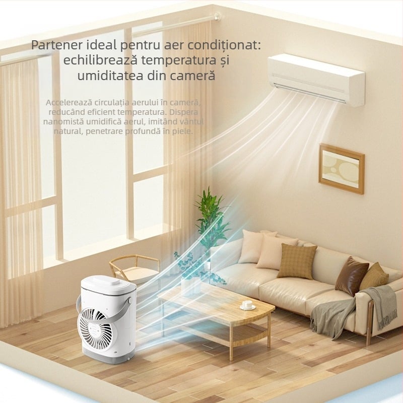 Ventilator mini rece cu explozie transfrontalieră, ventilator de aer condiționat USB, ventilator mic de răcire cu apă, ventilator cu pulverizare, răcitor de aer desktop