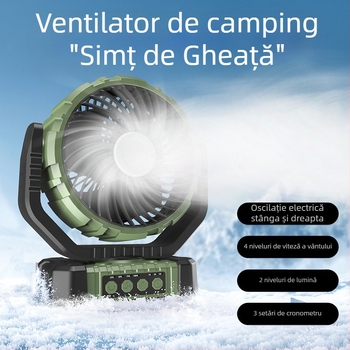 Ventilator portabil cu încărcare USB, cu cap scuturat inteligent, cu funcție mare de camping în aer liber, nou, producător en-gros