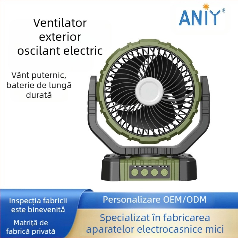 Ventilator portabil cu încărcare USB, cu cap scuturat inteligent, cu funcție mare de camping în aer liber, nou, producător en-gros