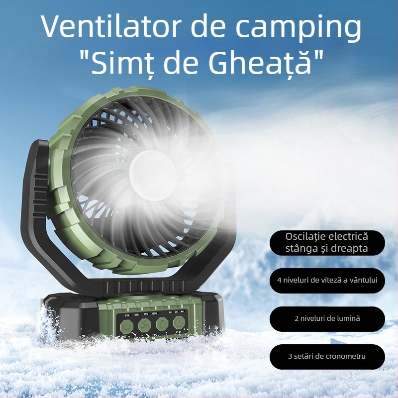 Ventilator portabil cu încărcare USB, cu cap scuturat inteligent, cu funcție mare de camping în aer liber, nou, producător en-gros