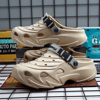 Saboți pentru bărbați, talpă groasă, antiderapantă, cu vârf închis, papuci de plajă pentru bărbați, pentru casă și exterior, la modă, dublă purtare