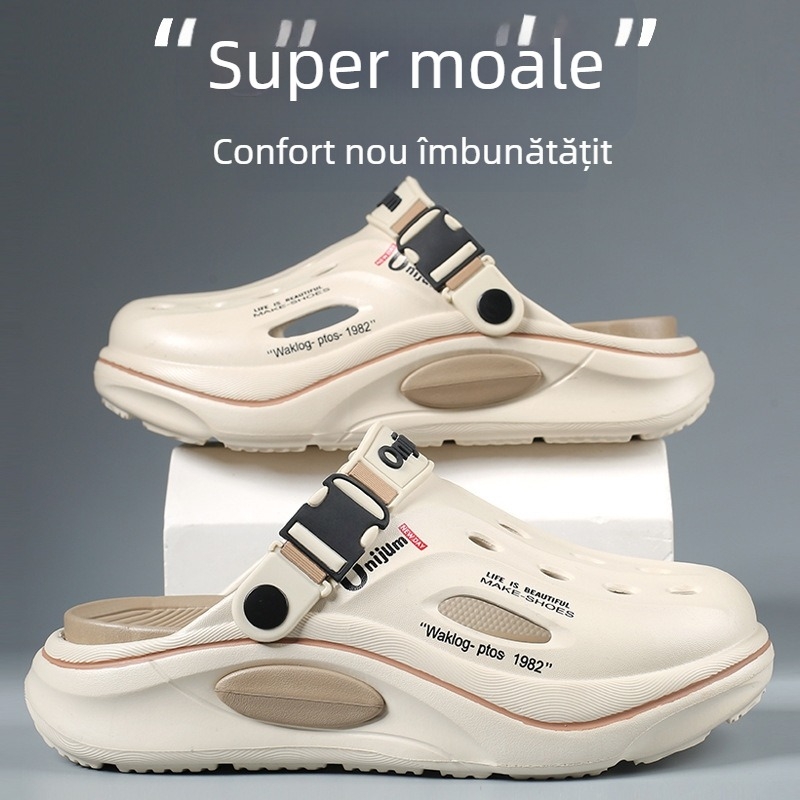 Sandale și papuci noi pentru bărbați, vară, antiderapante, pantofi cu talpă groasă, pantofi ridicați pentru iubitorii de sandale de plajă la modă