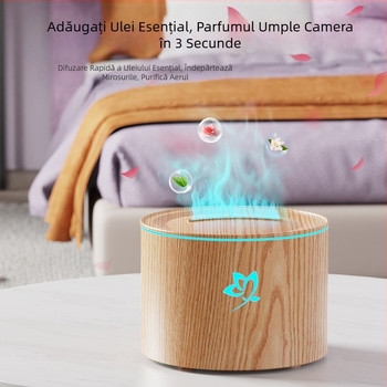 2025 Noua simulare flacără aromaterapie mașină acasă desktop trandafir aromaterapie mașină dormitor birou umidificator cu volum mare de ceață