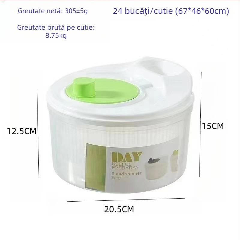 Uscător de salată de legume multifuncțional, uscător manual de spălat vase, deshidrator de bucătărie, fructe, coș de scurgere rapidă a apei