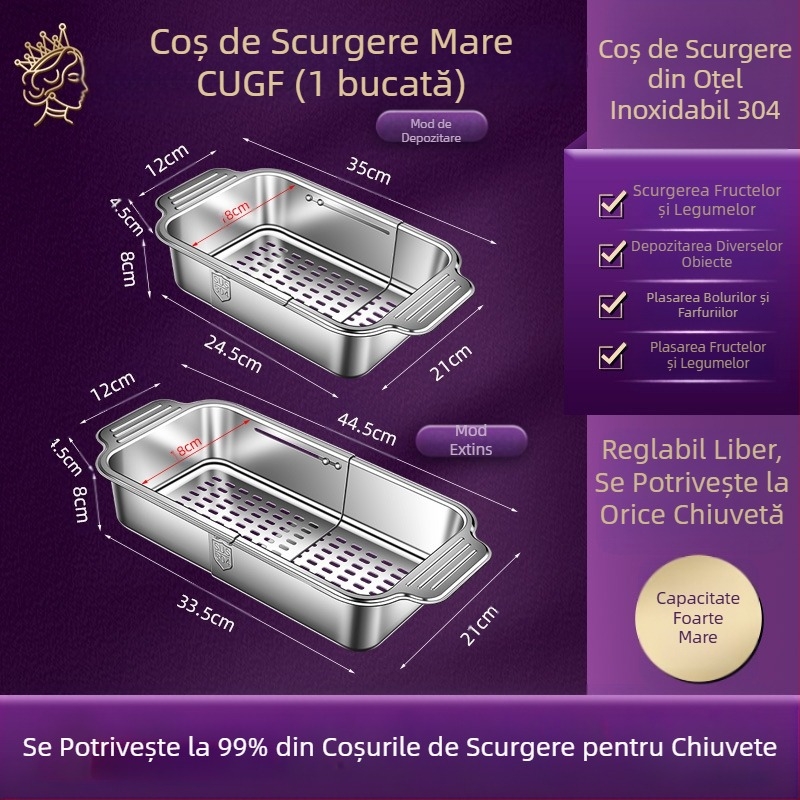 304 Oțel inoxidabil chiuvetă de scurgere unică coș de chiuvetă de bucătărie chiuvetă telescopică coș de scurgere nou filtru de apă coș raft