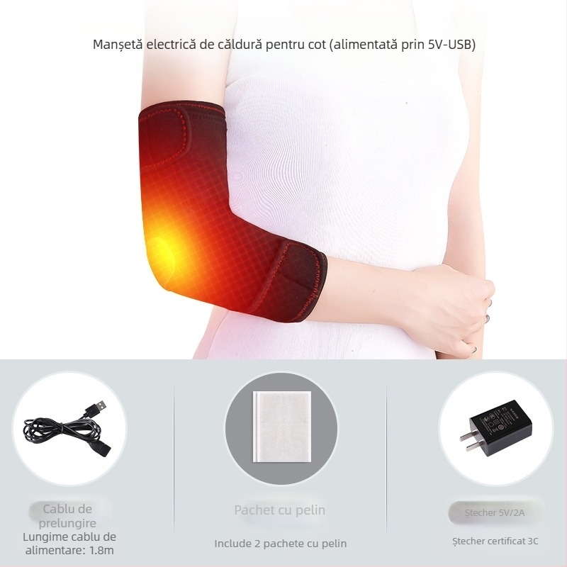 Moxibustie electrică masaj cald încălzit cot tampoane pentru bărbați și femei încălzire gât protector braț mâneci tenis sport fizioterapie încărcare