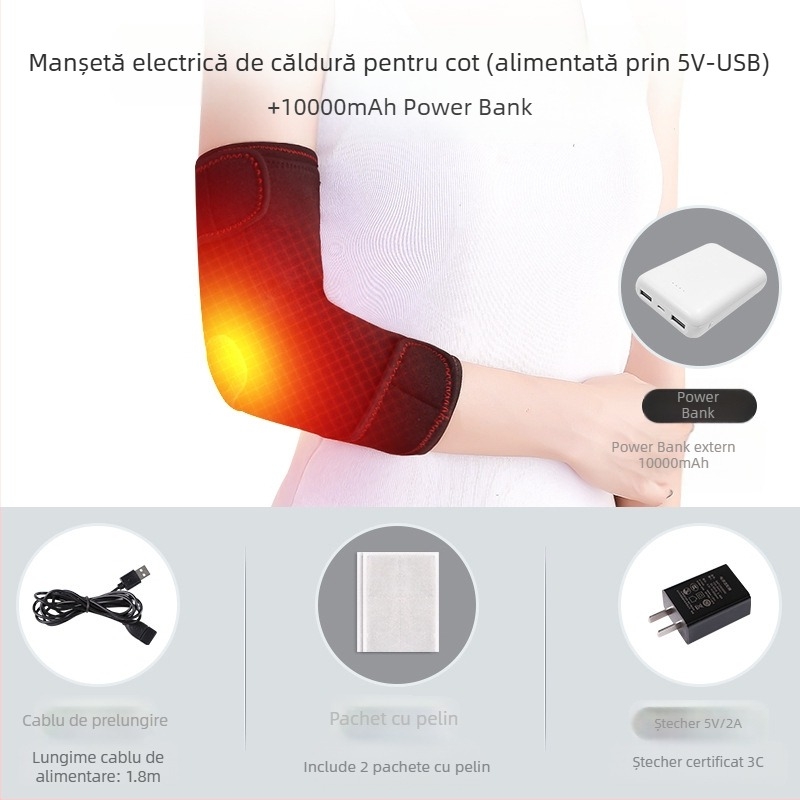 Moxibustie electrică masaj cald încălzit cot tampoane pentru bărbați și femei încălzire gât protector braț mâneci tenis sport fizioterapie încărcare