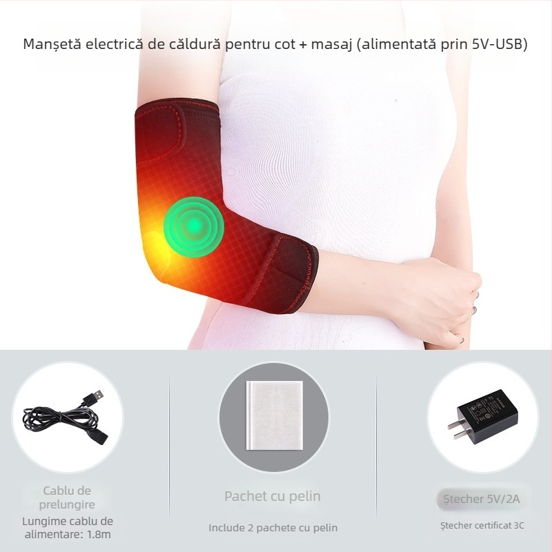 Moxibustie electrică masaj cald încălzit cot tampoane pentru bărbați și femei încălzire gât protector braț mâneci tenis sport fizioterapie încărcare