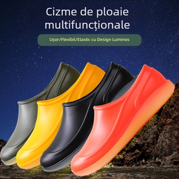 Pantofi de ploaie portocalii cu talpă joasă, pentru bărbați și femei, antiderapanți, cu talpă plată, albi, antiderapanți, din cauciuc, cu gură mică, rezistenți la uzură, pantofi de cauciuc pentru bărbați, en-gros