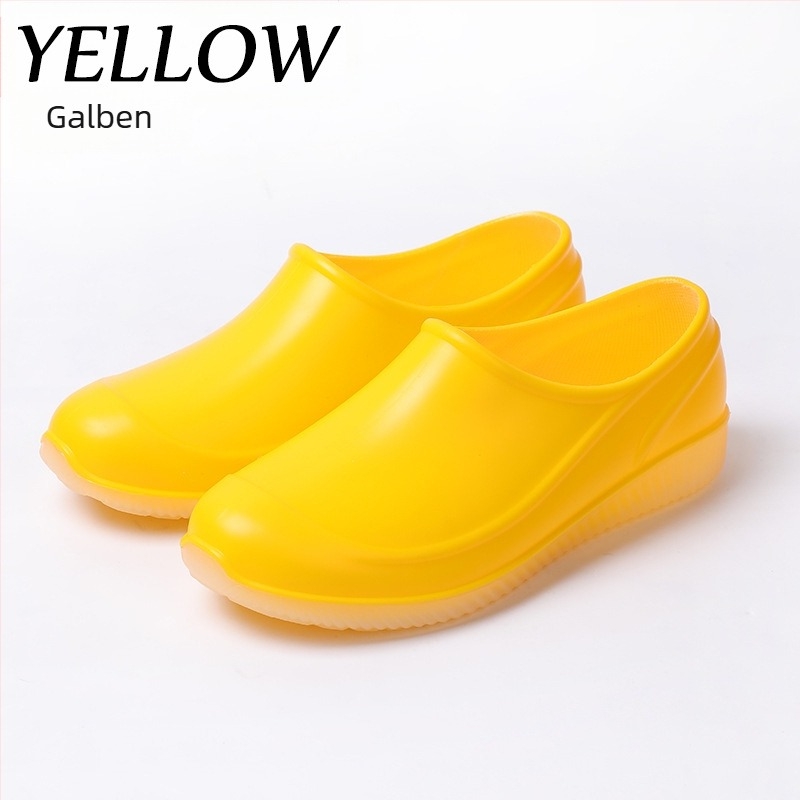 Pantofi de ploaie portocalii cu talpă joasă, pentru bărbați și femei, antiderapanți, cu talpă plată, albi, antiderapanți, din cauciuc, cu gură mică, rezistenți la uzură, pantofi de cauciuc pentru bărbați, en-gros