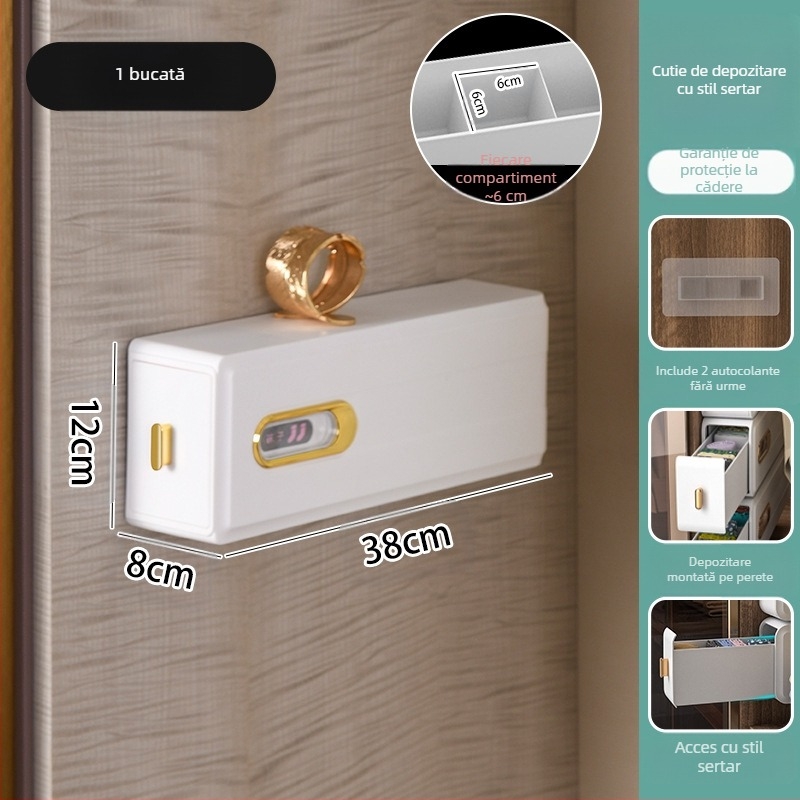 Cutie de depozitare pentru șosete montată pe perete, artefact pentru garderobă, cutie de organizare pentru lenjerie intimă și dresuri, tip sertar, pentru economisirea spațiului