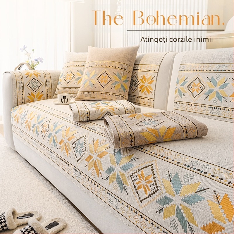 Pernă de canapea din chenille boemă pentru toate anotimpurile, universală 2025, nouă pernă antiderapantă de înaltă calitate, husă din pânză